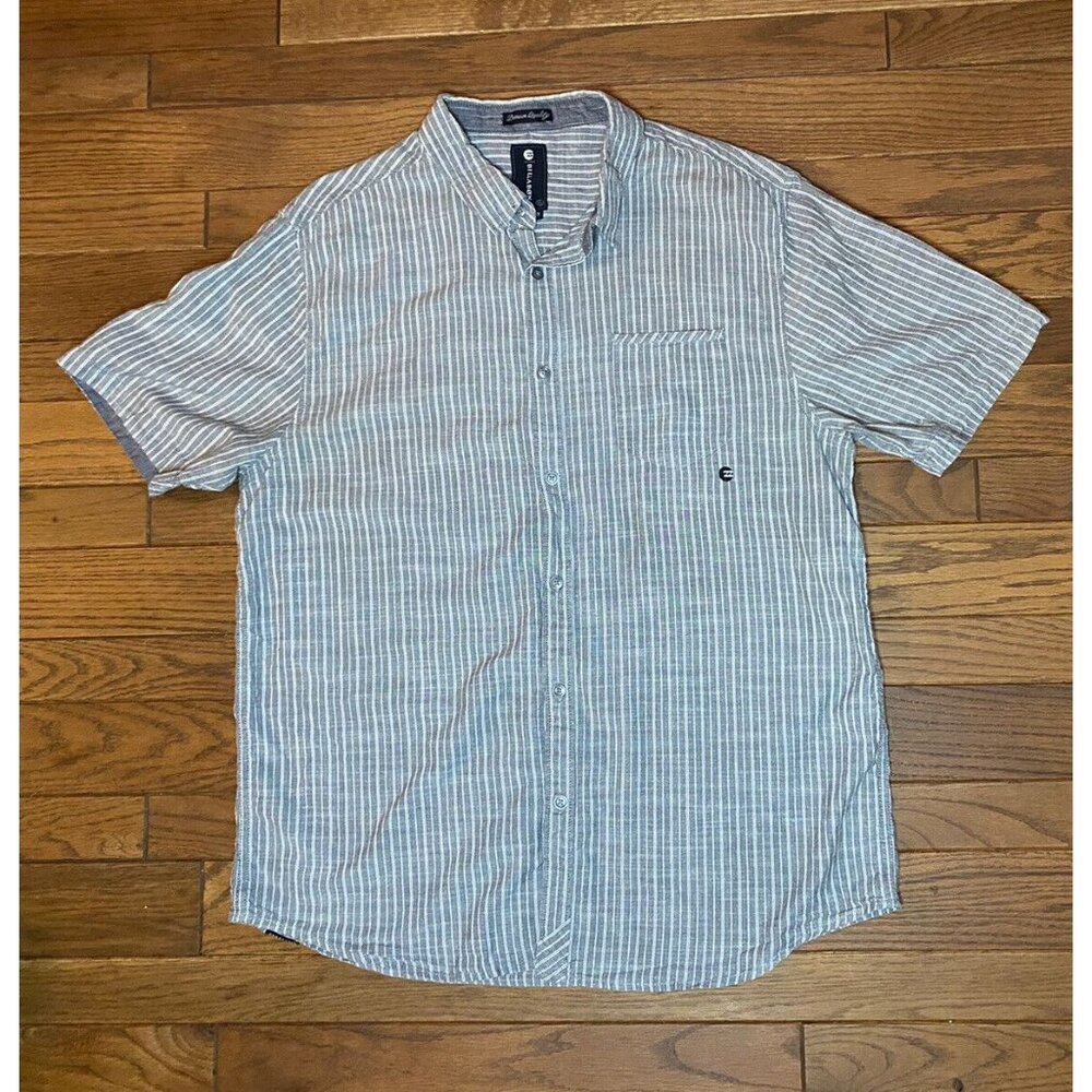 Billabong Mens Shirt Size XL Short Sleeve Gray Stripes Lightweight Beach